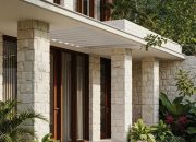 Inspirasi Desain Rumah Batu Alam Gaya Kontemporer dengan Teras Luas Memukau dan Fungsional