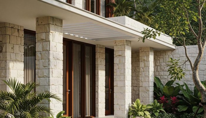 Inspirasi Desain Rumah Batu Alam Gaya Kontemporer dengan Teras Luas Memukau dan Fungsional