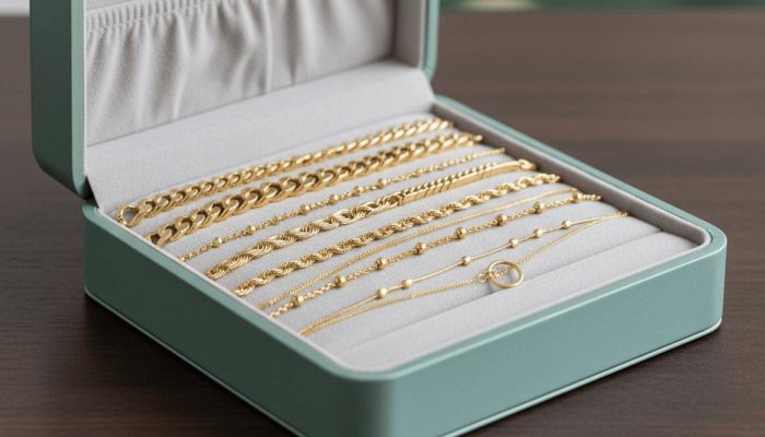 8 Model Gelang Emas Desain Layer Dua Tingkat dengan Rantai Berbeda