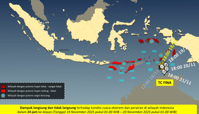 Dampak Cuaca Ekstrem di Wilayah Timur Indonesia Setelah Terbentuk Siklon Tropis Fina