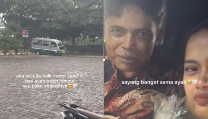 Mahasiswi Berlari Bahagia saat Wisuda Dijemput Ayahnya yang Supir Angkot